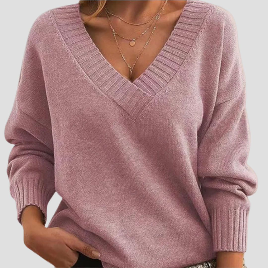 Chic V-Neck Cashmere Sweater for Women