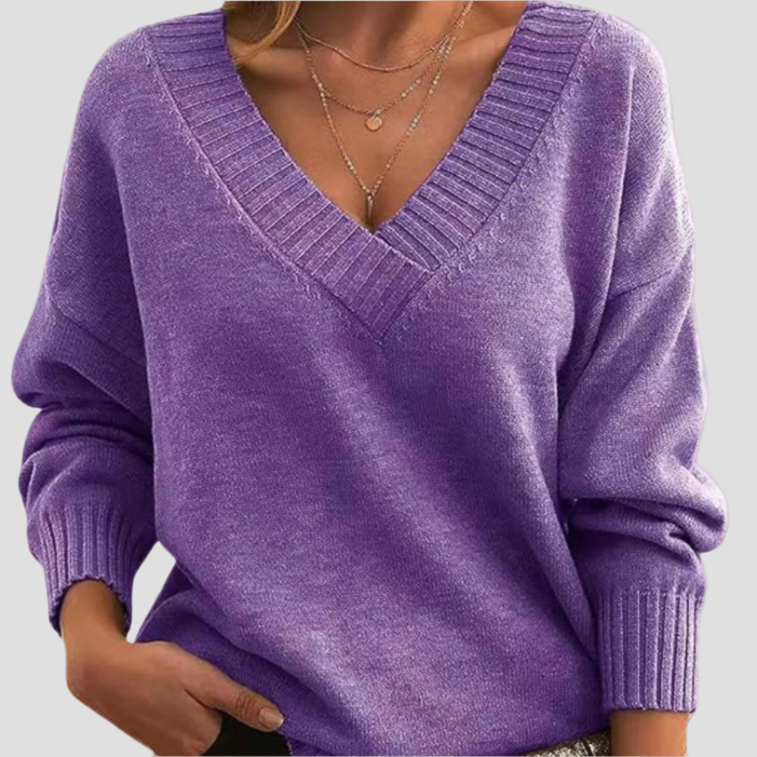 Chic V-Neck Cashmere Sweater for Women