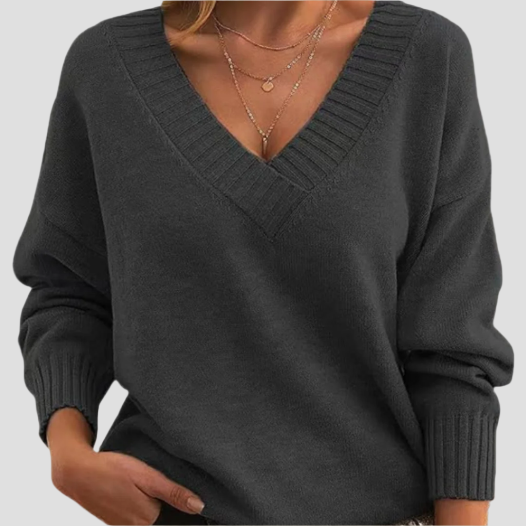 Chic V-Neck Cashmere Sweater for Women