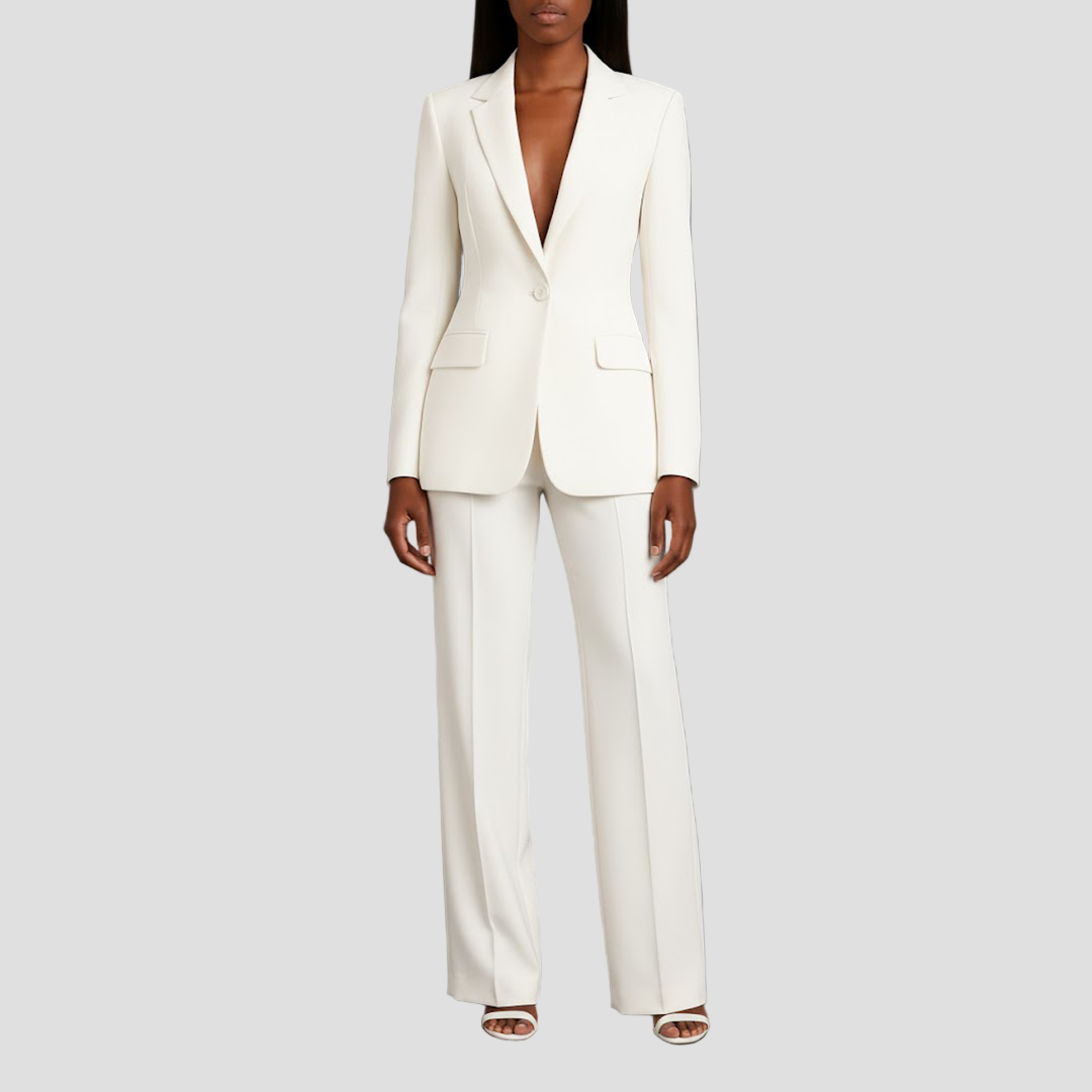 Chic Women's Suit Set - Tailored Blazer and Slim-Fit Trousers