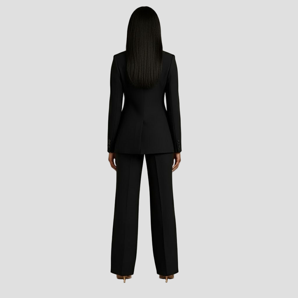 Chic Women's Suit Set - Tailored Blazer and Slim-Fit Trousers