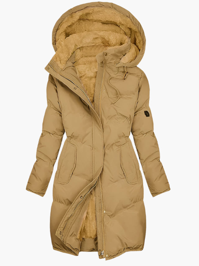 Elegant Women's Quilted Hooded Long Puffer Coat - Stylish Winter Coat with Tailored Fit and Deep Pockets 2