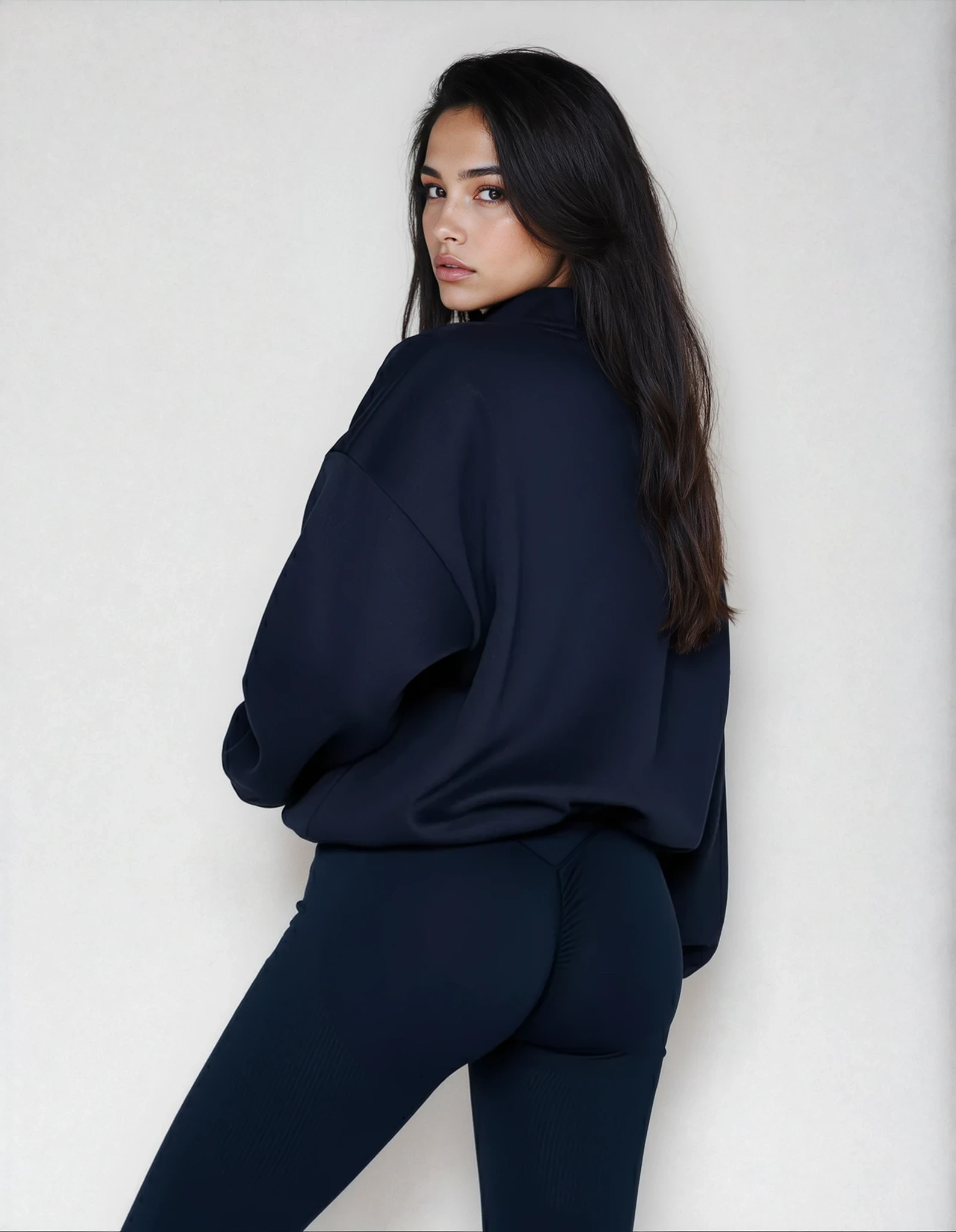 Oversized Half-Zip Sweater for Women – Dark Blue