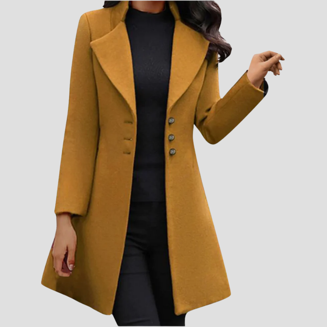 Mid-Length Cotton Trench Coat for Women – Elegant Notched Lapel, Button Closure, Versatile Design 0