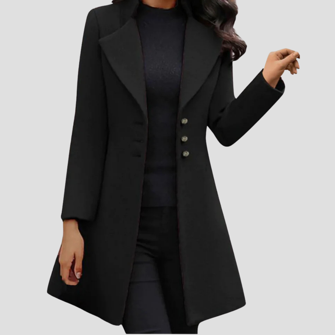 Mid-Length Cotton Trench Coat for Women – Elegant Notched Lapel, Button Closure, Versatile Design 3