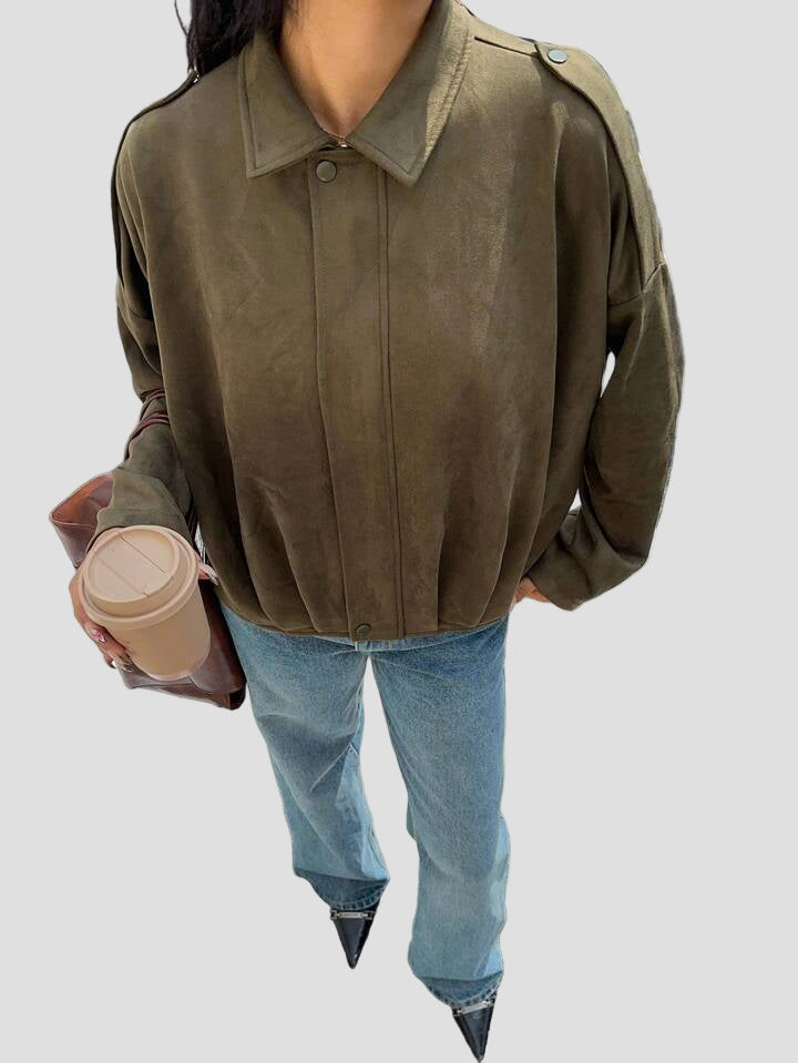 Faux Suede Bomber Jacket