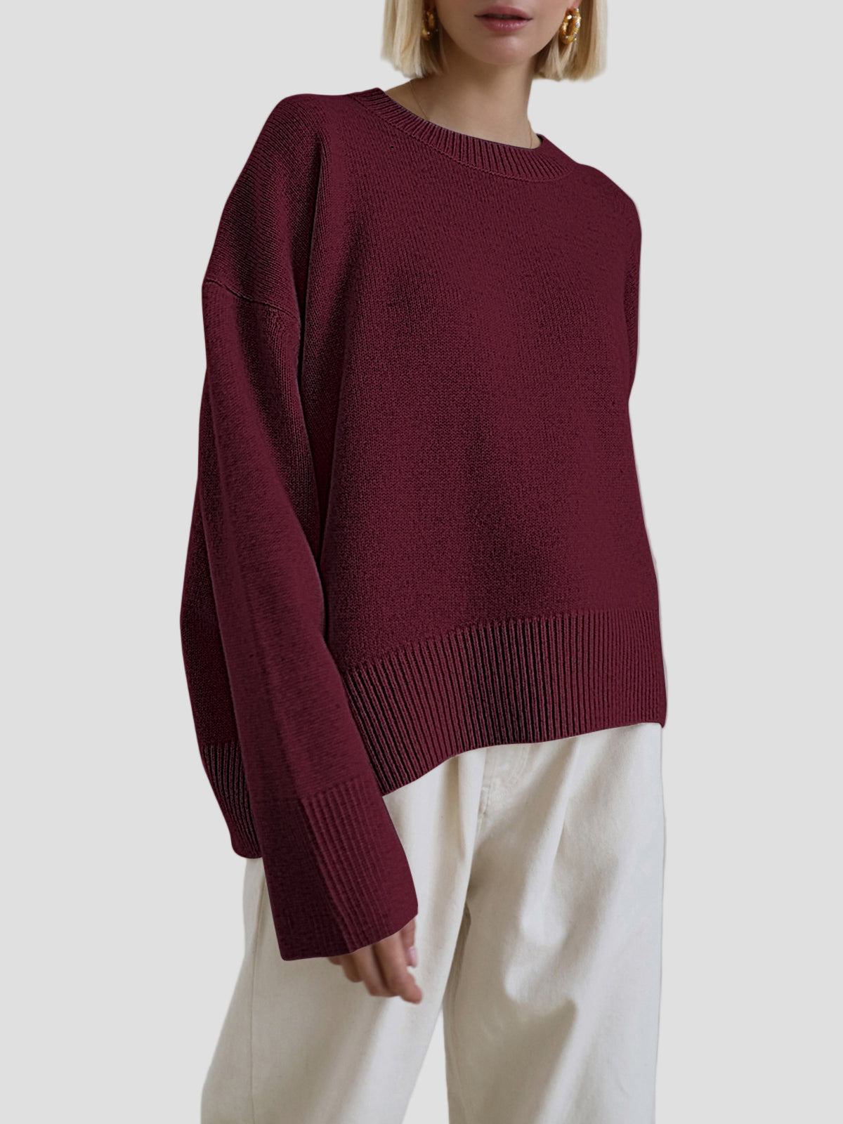 Oversized Crewneck Knit Sweater