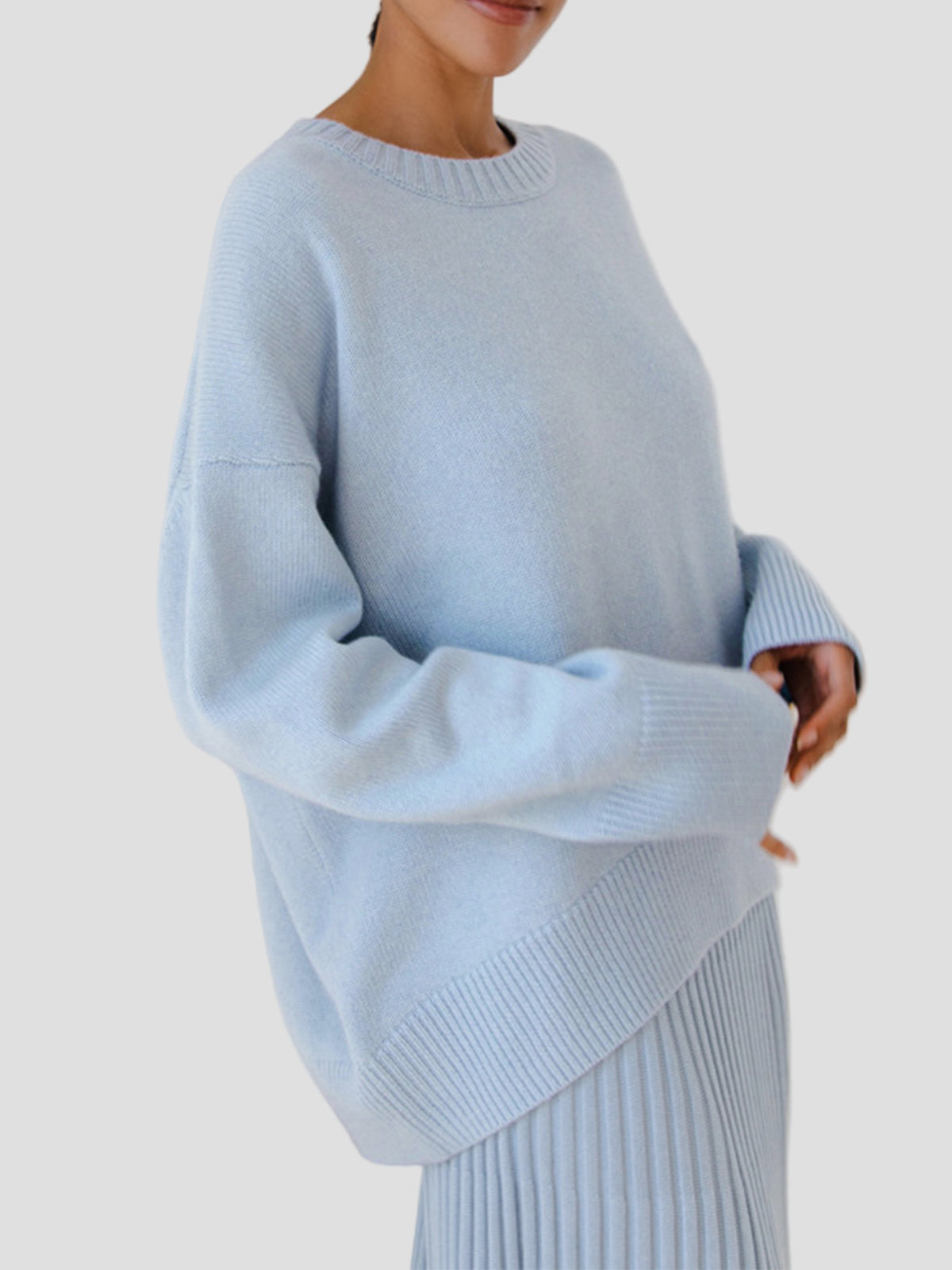 Oversized Crewneck Knit Sweater