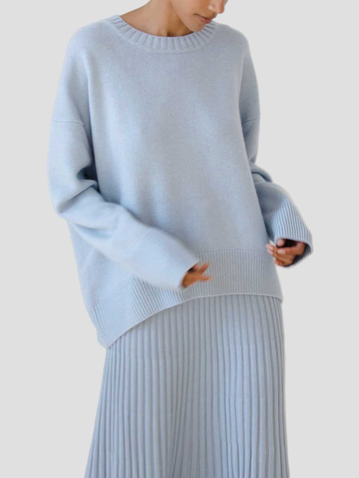 Oversized Crewneck Knit Sweater