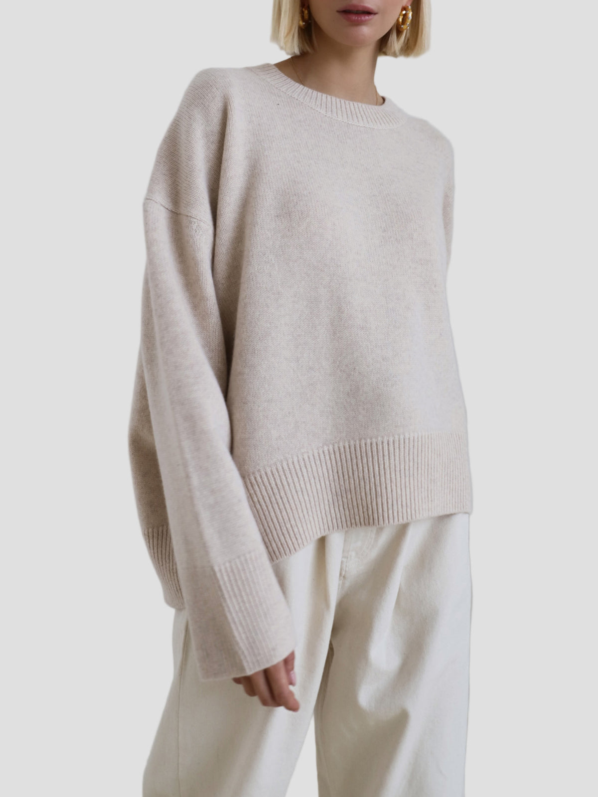 Oversized Crewneck Knit Sweater