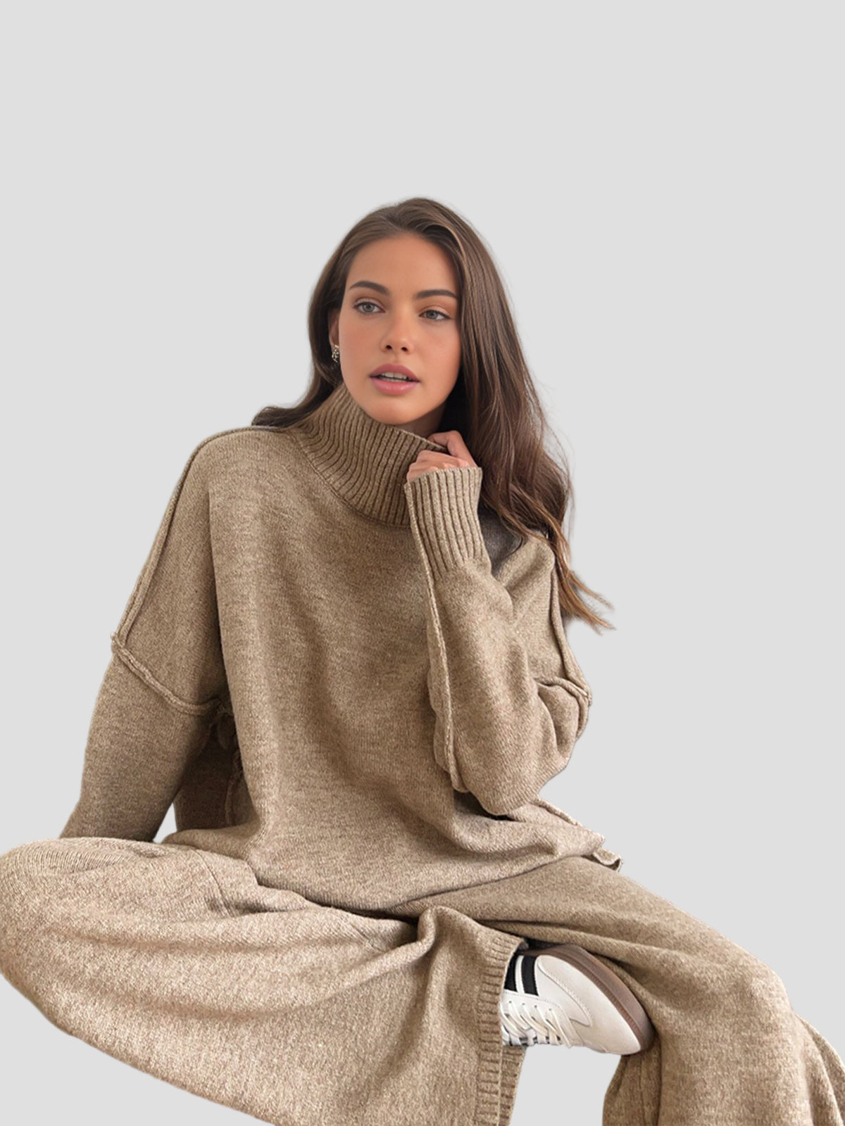 Soft Knit Turtleneck Oversized Loungewear Set