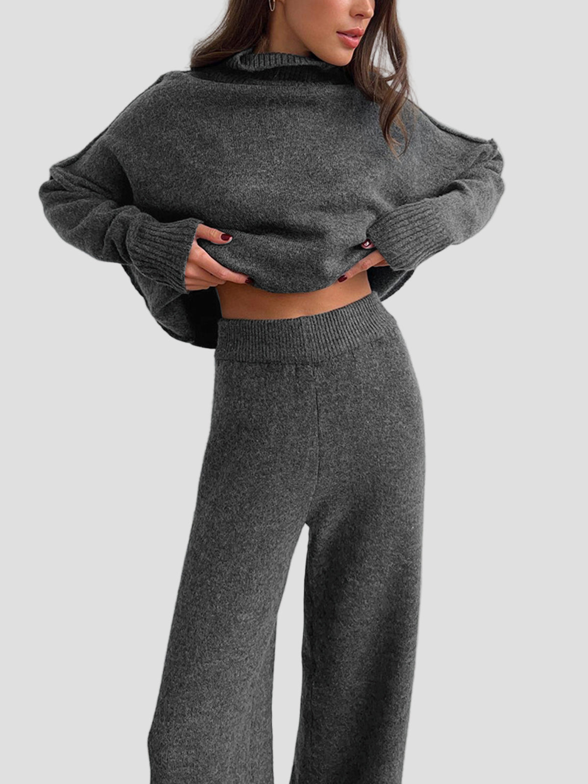 Soft Knit Turtleneck Oversized Loungewear Set
