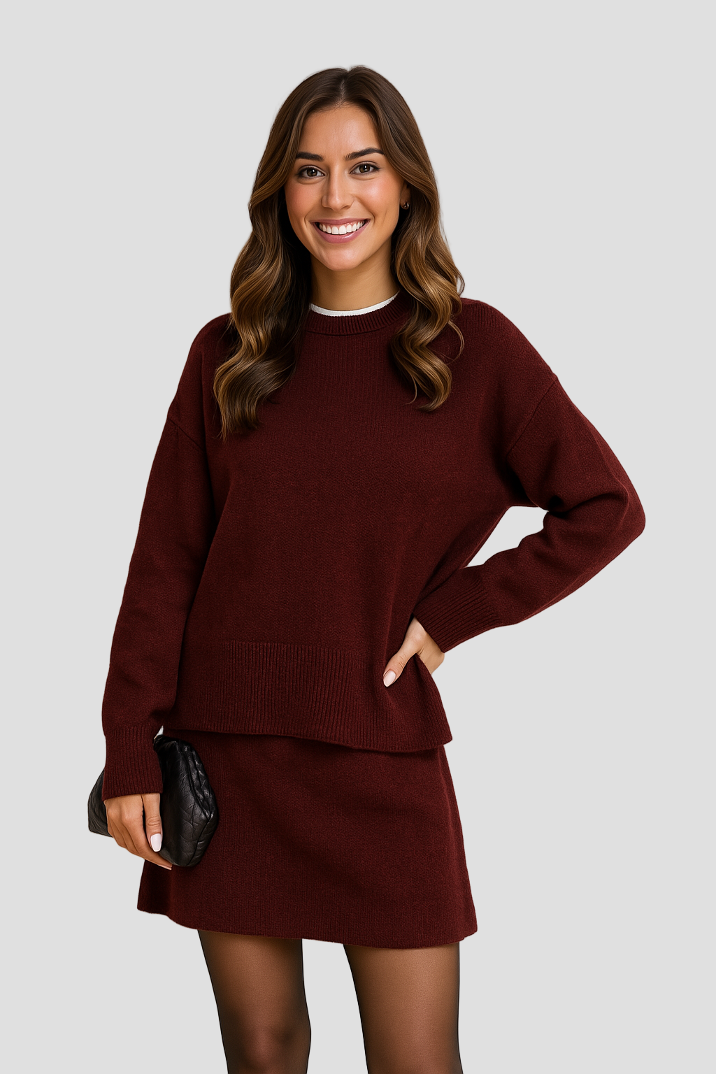 Soft Knitted Sweater and Mini Skirt Set