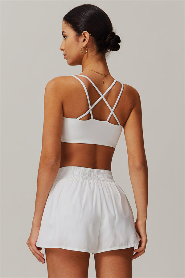 Strappy Back Sports Bra & Shorts 2-Piece Set