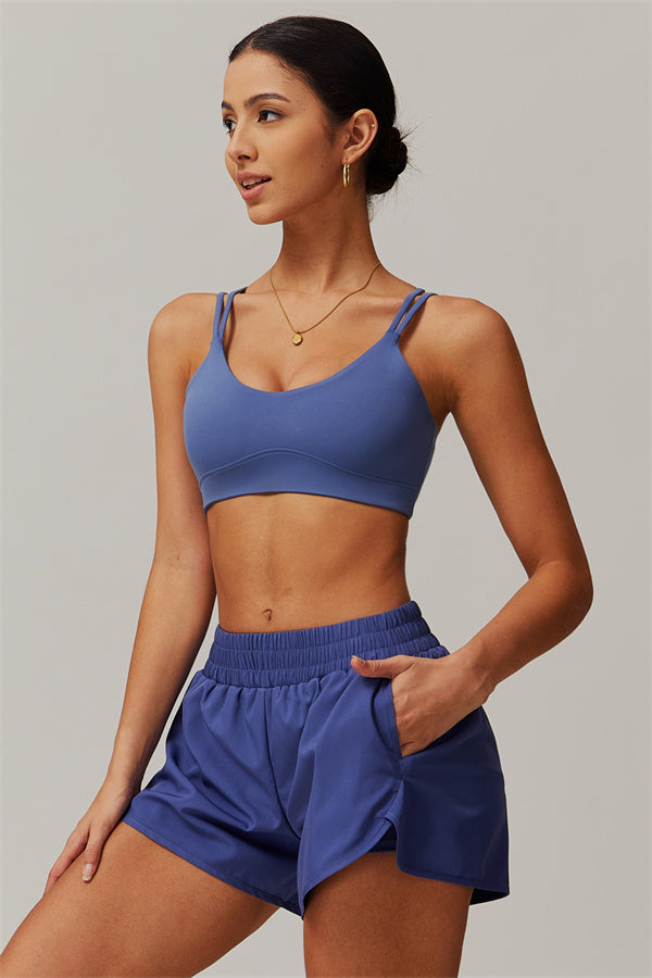 Strappy Back Sports Bra & Shorts 2-Piece Set