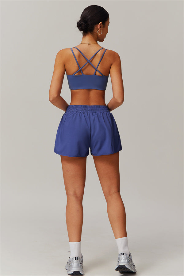 Strappy Back Sports Bra & Shorts 2-Piece Set