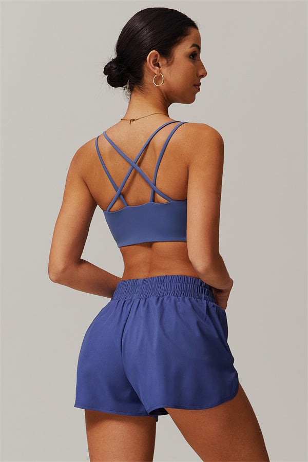 Strappy Back Sports Bra & Shorts 2-Piece Set