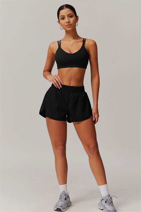 Strappy Back Sports Bra & Shorts 2-Piece Set