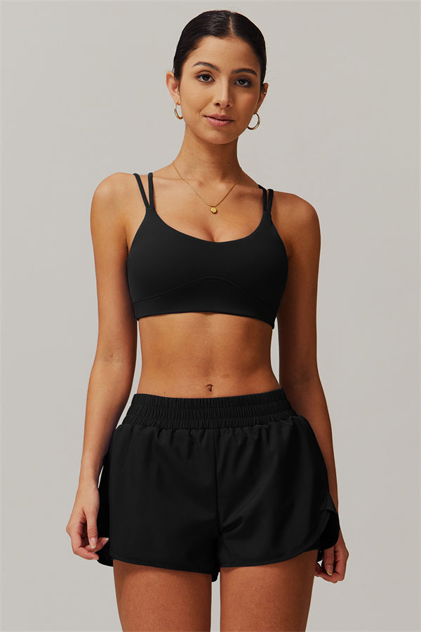 Strappy Back Sports Bra & Shorts 2-Piece Set