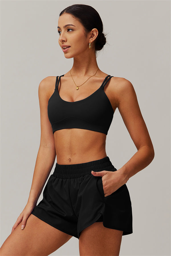 Strappy Back Sports Bra & Shorts 2-Piece Set