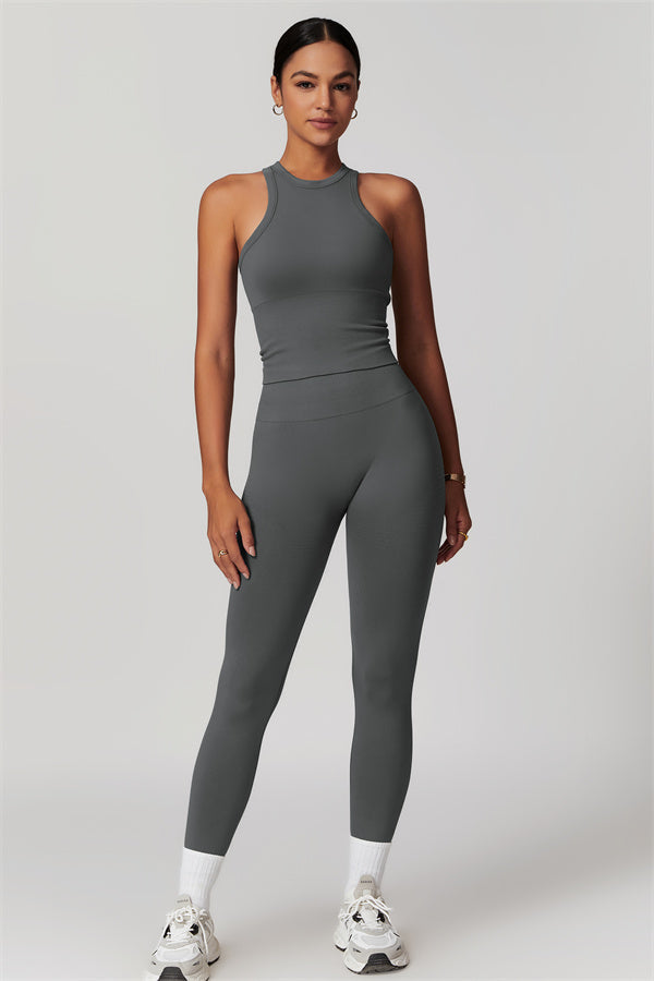 Seamless Ribbed Crop Top & Leggings Set