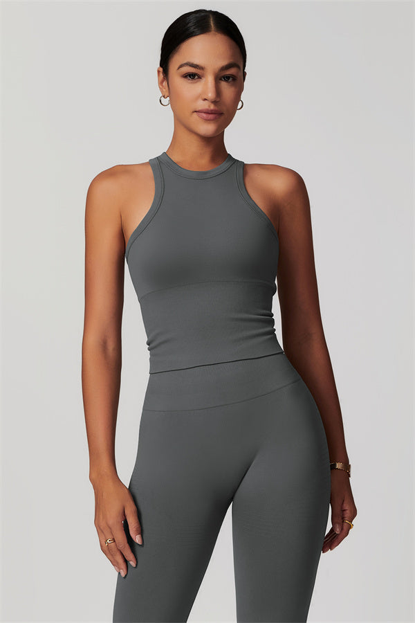Seamless Ribbed Crop Top & Leggings Set