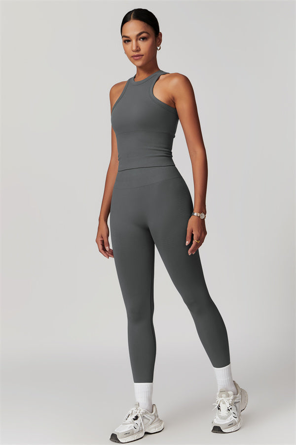 Seamless Ribbed Crop Top & Leggings Set
