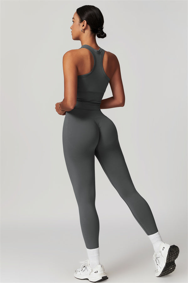 Seamless Ribbed Crop Top & Leggings Set
