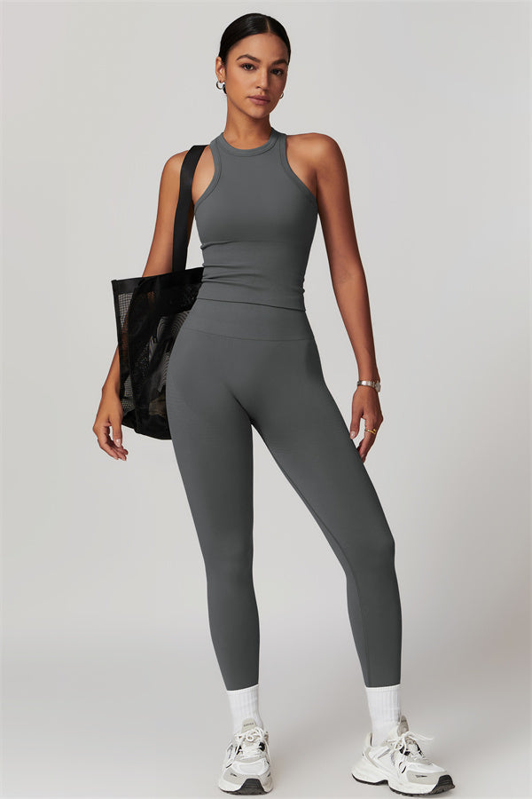 Seamless Ribbed Crop Top & Leggings Set