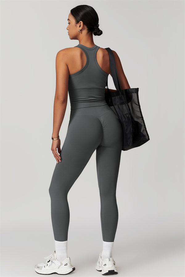 Seamless Ribbed Crop Top & Leggings Set