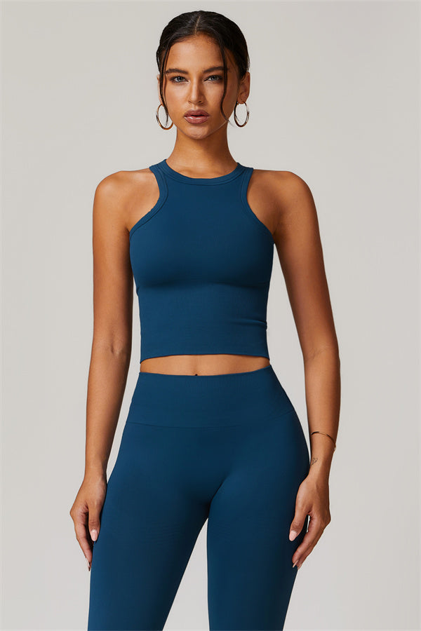 Seamless Ribbed Crop Top & Leggings Set