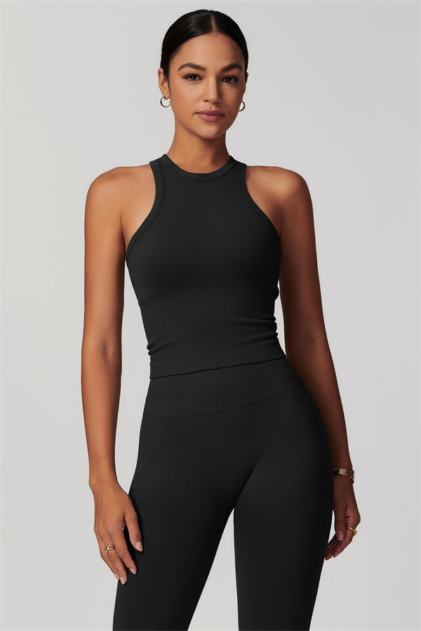 Seamless Ribbed Crop Top & Leggings Set