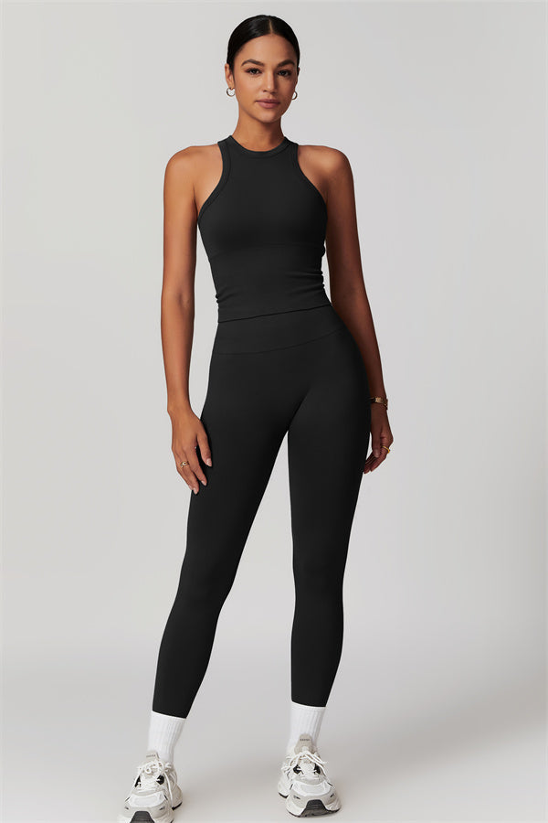 Seamless Ribbed Crop Top & Leggings Set