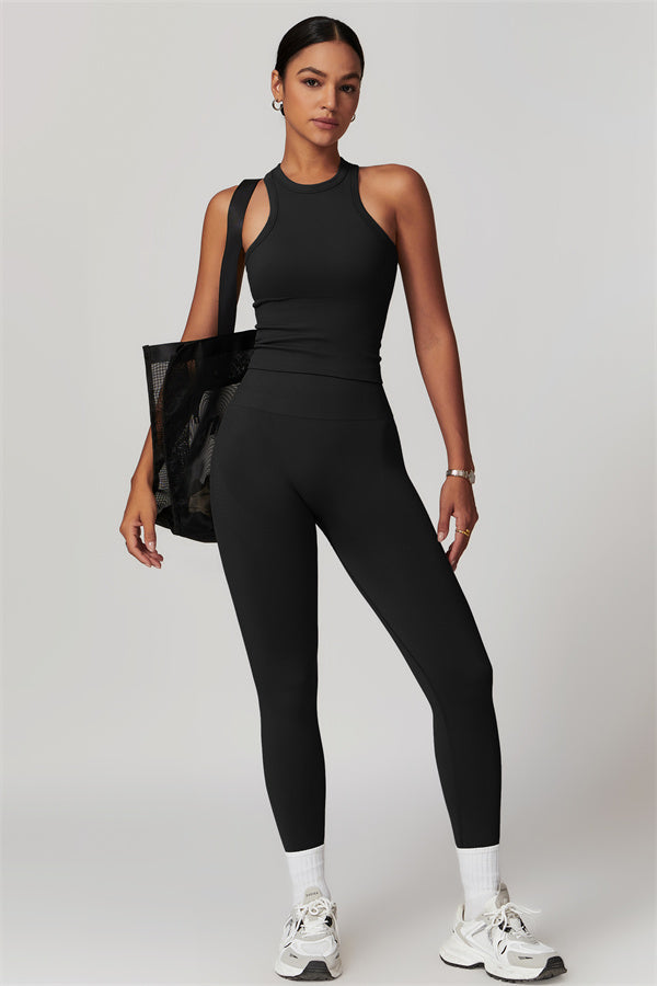 Seamless Ribbed Crop Top & Leggings Set