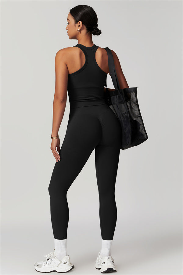 Seamless Ribbed Crop Top & Leggings Set