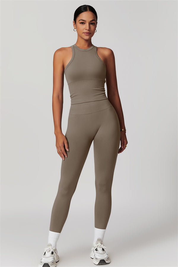 Seamless Ribbed Crop Top & Leggings Set