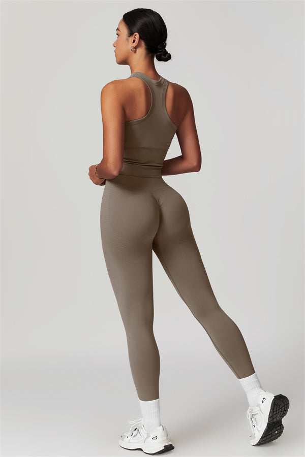 Seamless Ribbed Crop Top & Leggings Set