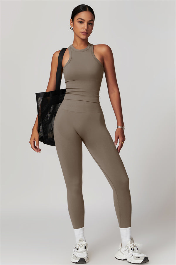 Seamless Ribbed Crop Top & Leggings Set