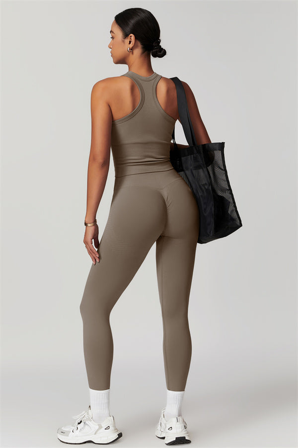 Seamless Ribbed Crop Top & Leggings Set