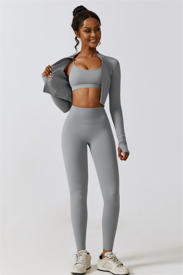 Sleek Stand Collar Zip-Up Jacket