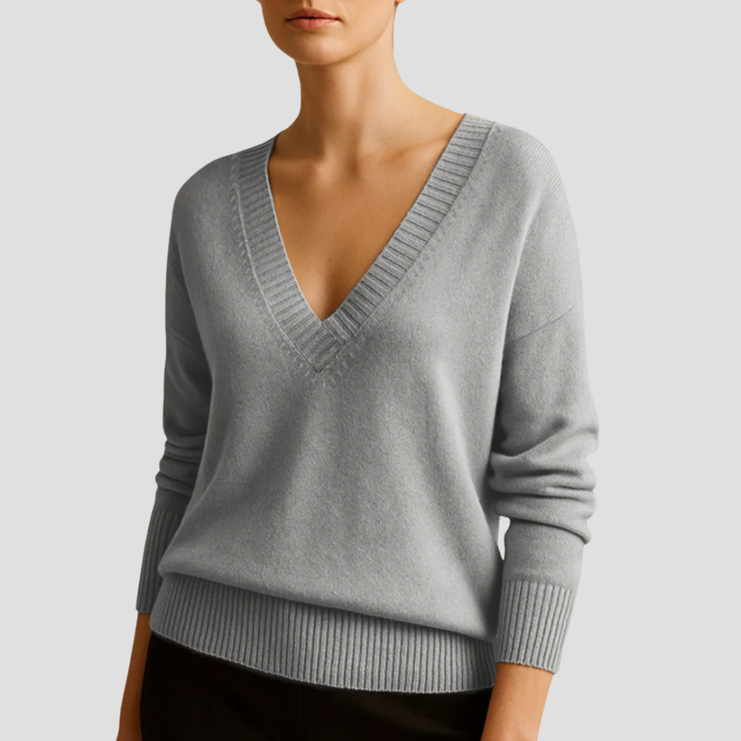 V-Neck Knit Jumper for Women