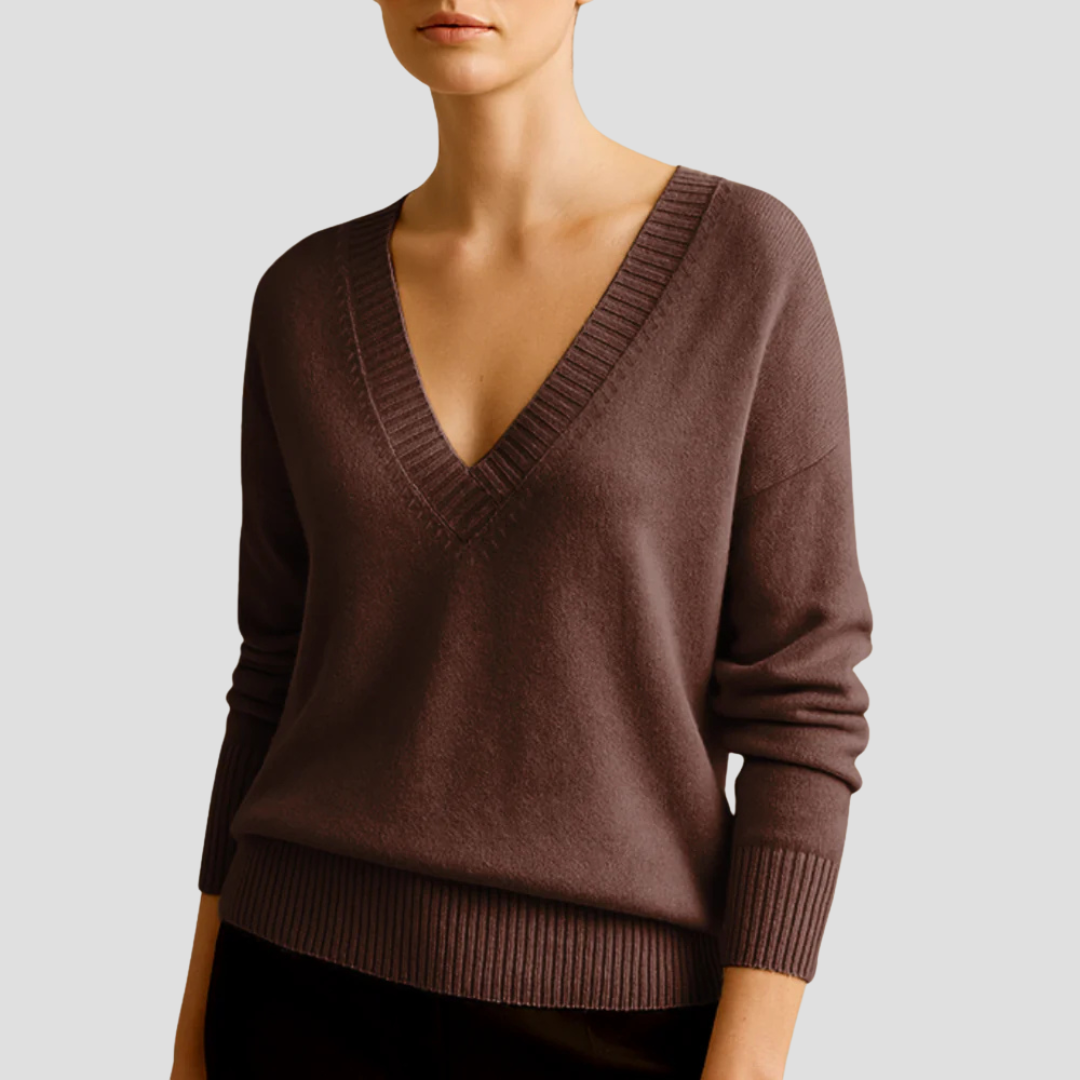 V-Neck Knit Jumper for Women