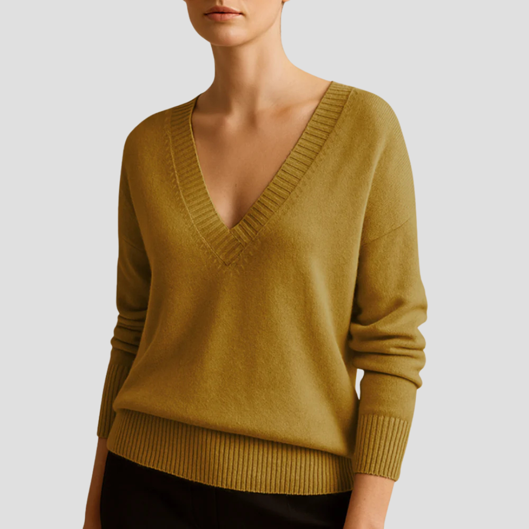 V-Neck Knit Jumper for Women
