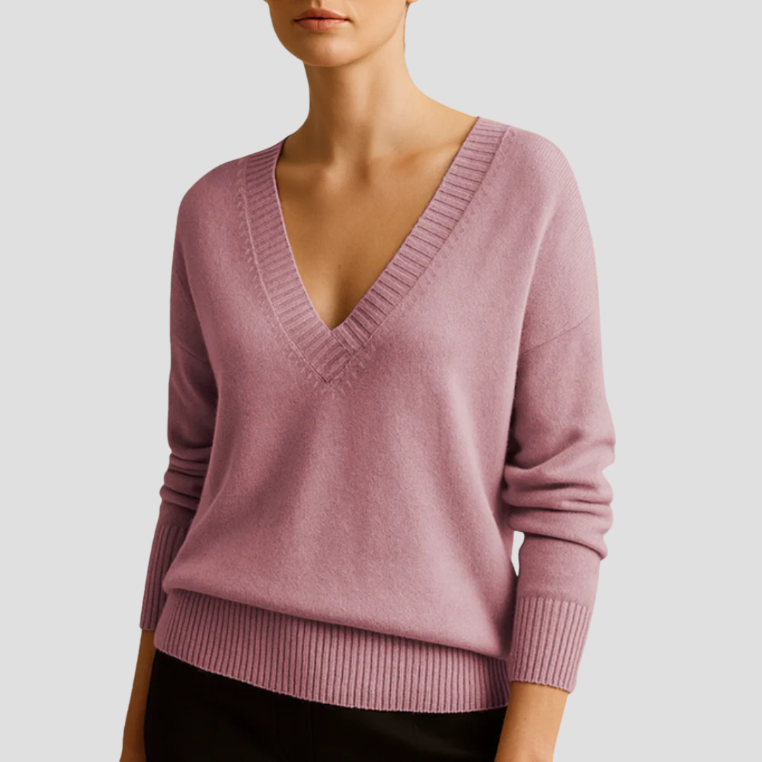 V-Neck Knit Jumper for Women