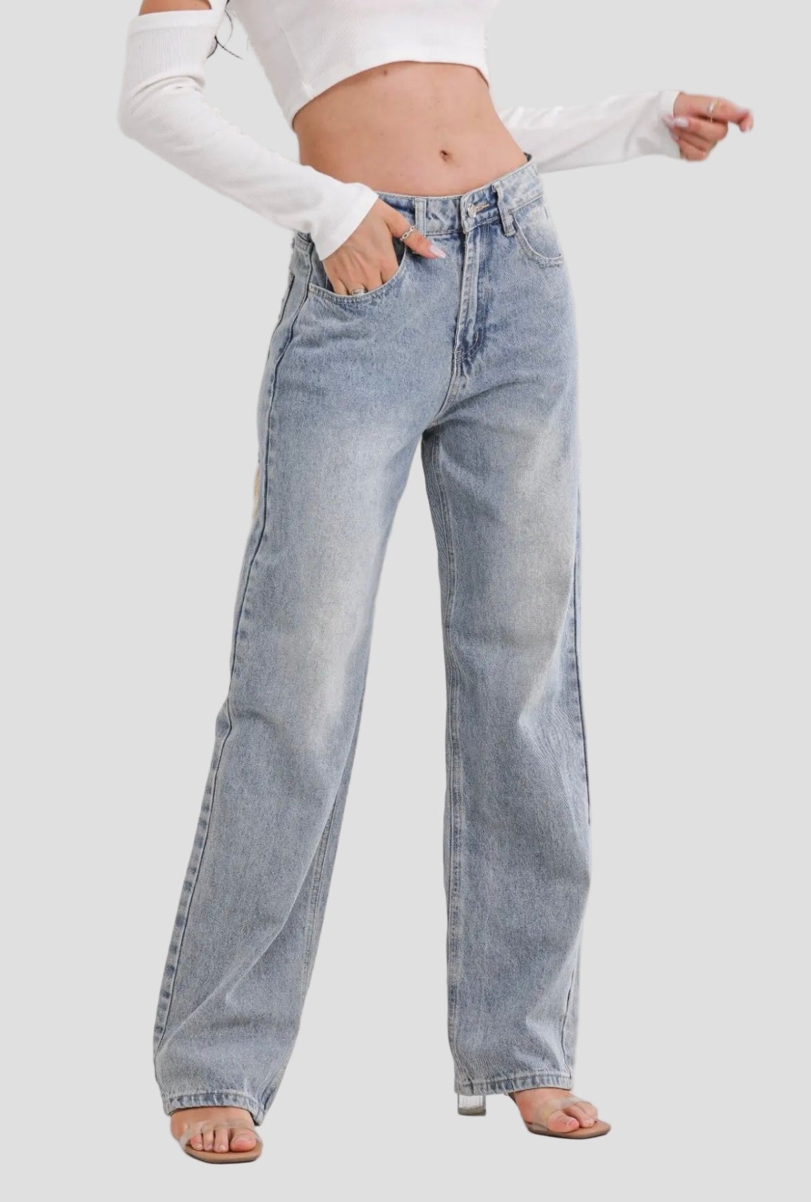 Vintage Baggy Ripped Jeans in Light Blue