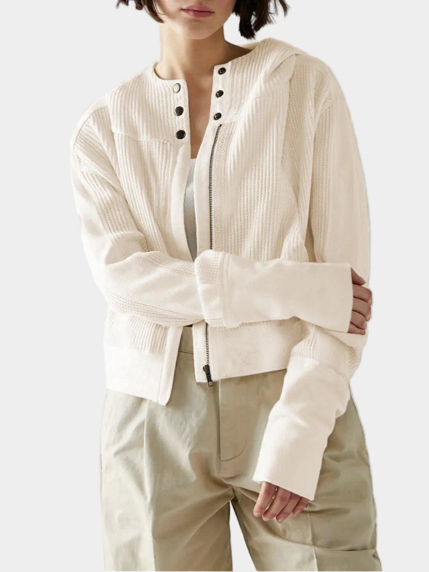 Cropped Waffle Hoodie Soft Cotton Snug Hood
