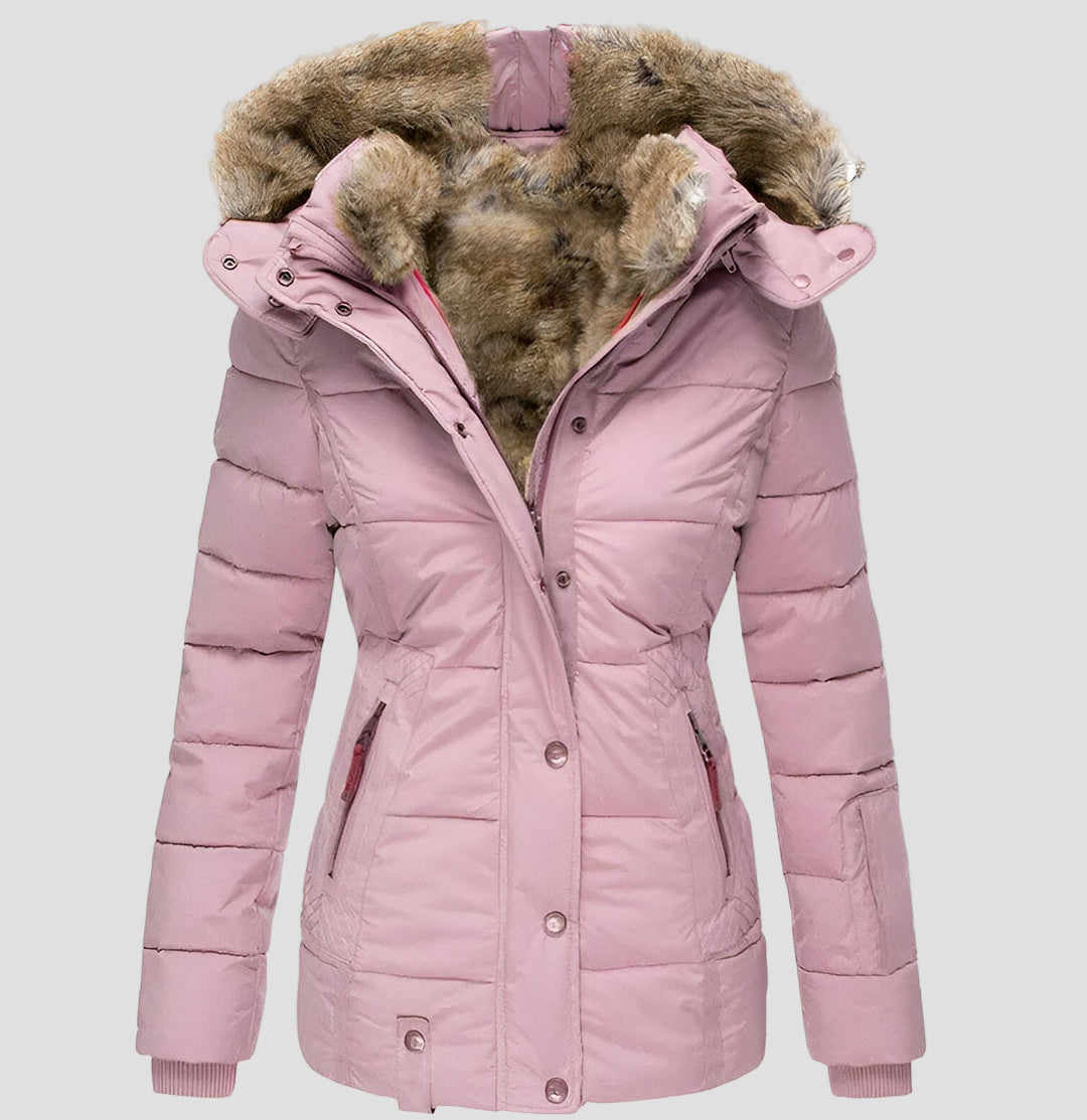 Women's Black Puffer Jacket - Slim Fit Hooded Winter Coat for Warmth and Style 5