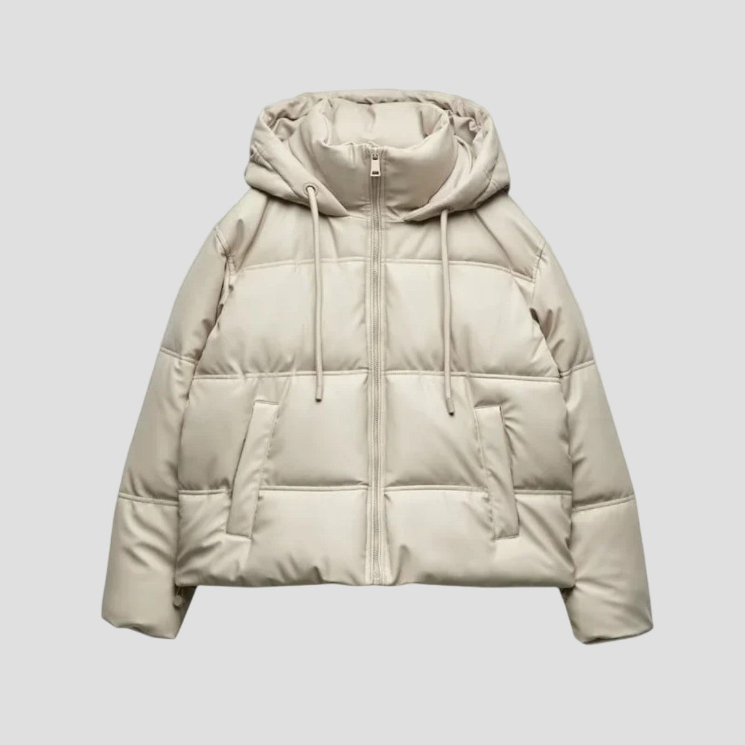 Women's Black Puffer Jacket, Short Padded Winter Coat with Zip-Up Collar, Stylish and Warm Outerwear for Women 0