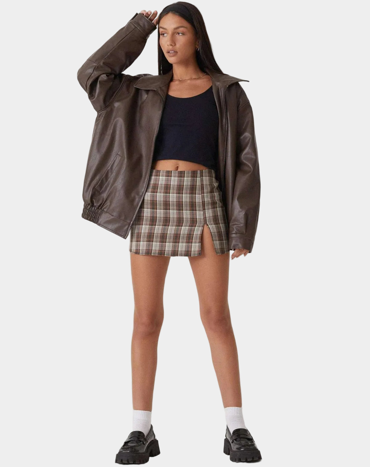 Women's Oversized Leather Bomber Jacket – Edgy and Comfortable Outerwear for Stylish Casual Looks 1