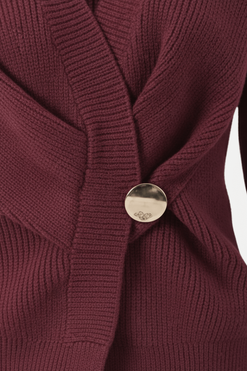 Women's Ribbed Knit Wrap Sweater Top with V-Neck and Asymmetrical Hem